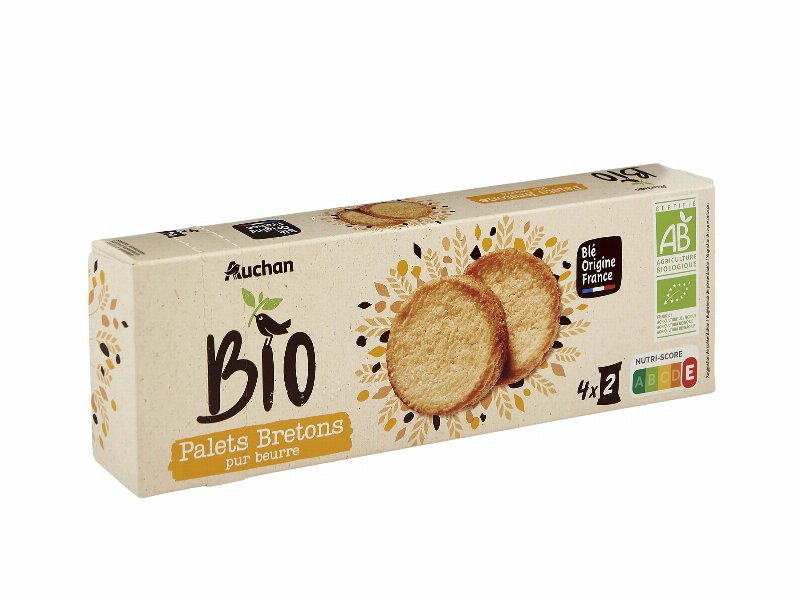 Bolacha Auchan Bio Palets Bretons 4Saq 125 g