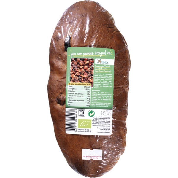 Pão Integral Com Passas Biológico 150 g