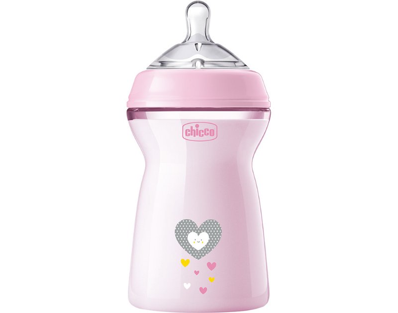 Biberão Chicco Natural Feeling Rosa 6M+ 330 ml