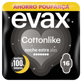 Pensos Higiénicos Cottonlike Noite Extra Com Abas Evax 16 Un