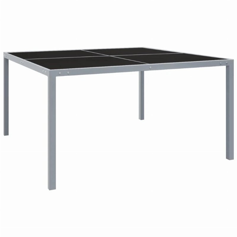 Hkh Mesa De Jardim 130X130X72 Cm Aço E Vidro - Cinzento