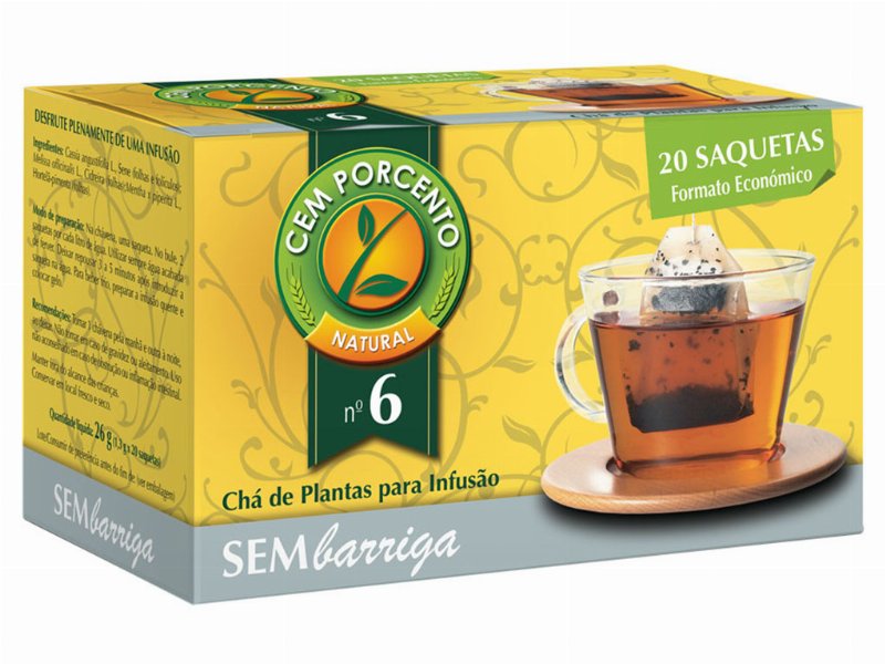 Chá Cem Porcento Nº6 Sem Barriga 20 Saquetas