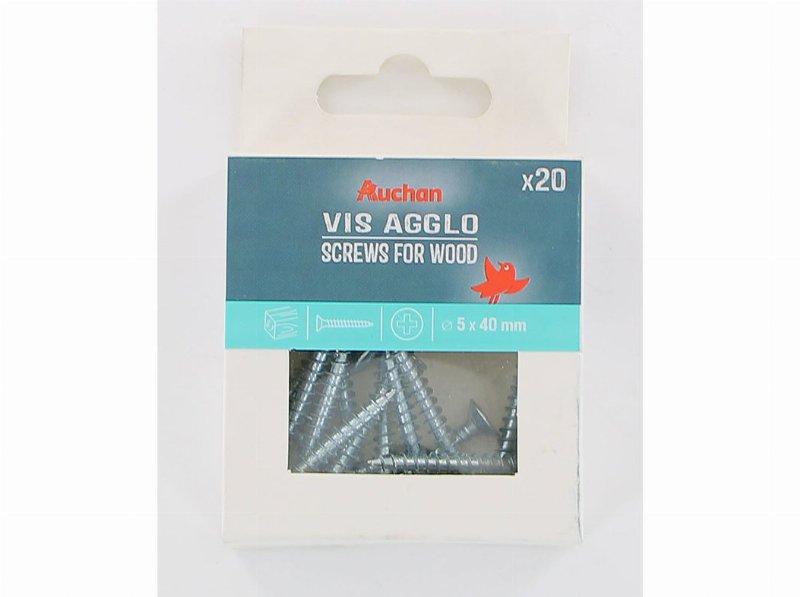Parafuso Para Madeira Auchan 20 Peças 5X40Mm
