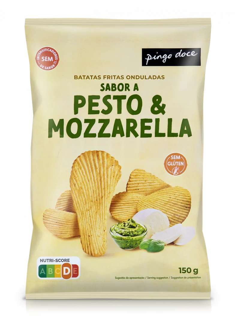 Batatas Fritas Onduladas Pesto E Mozzarella Pingo Doce 0.15Kg