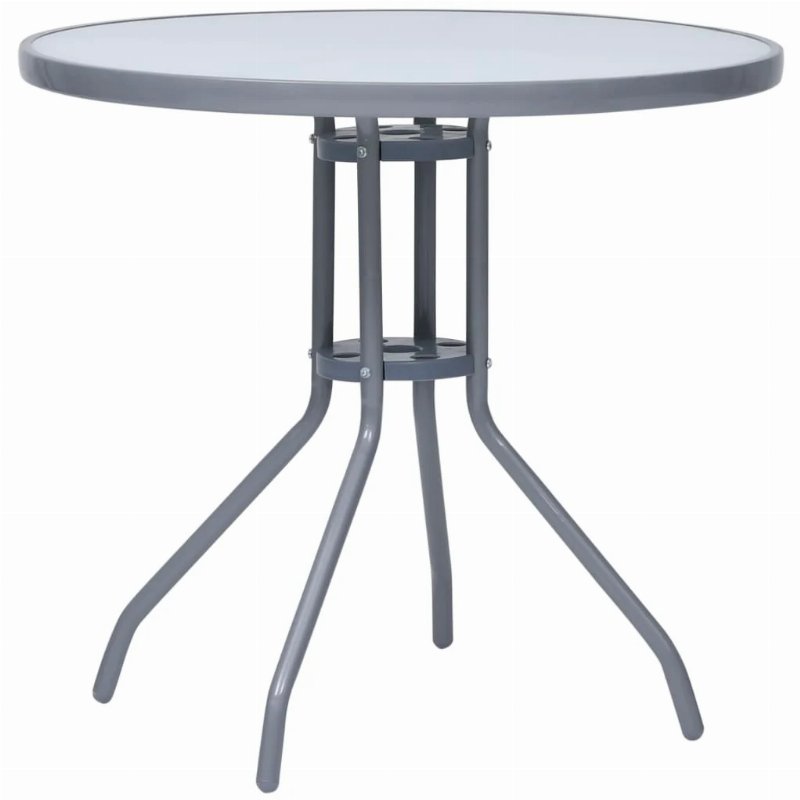 Hkh Mesa De Jardim 80 Cm Aço E Vidro -Claro - Cinzento