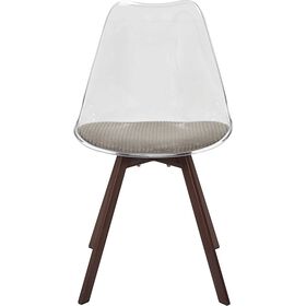 Conjunto De 4 Cadeiras Transparente Taupe Scott
