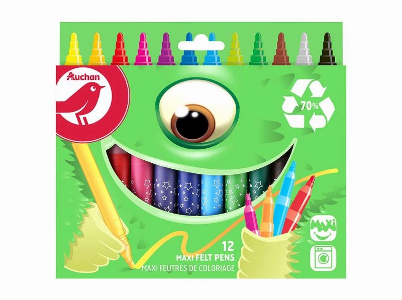 Caixa Com 12 Marcadores De Colorir Maxi Auchan