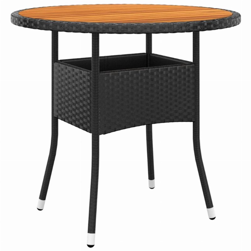 Hkh Mesa De Jardim Ã˜80X75 Cm Madeira De Acácia E Vime Pe - Preto