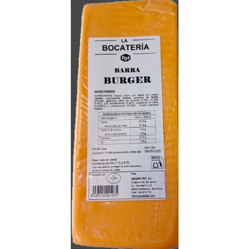 Queijo Cheddar Barra Fundido Peso Aproximado