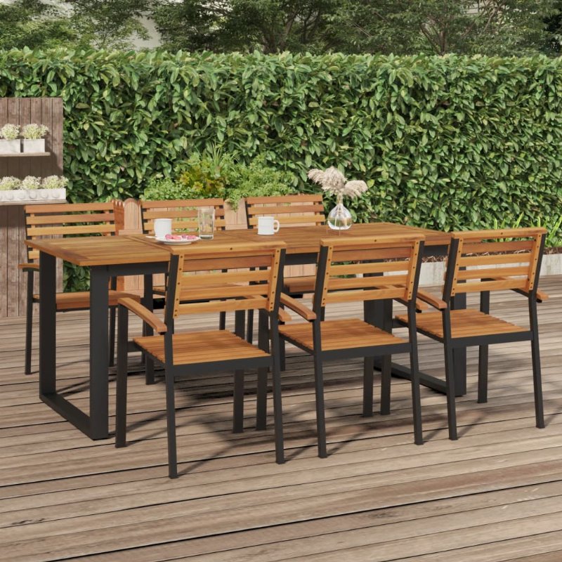 Hkh Mesa Jardim C/ Pernas Em Forma De U Acácia Maciça - Marrom