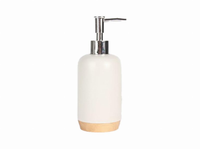 Doseador Cerâmica Actuel Branco Com Base Bamboo
