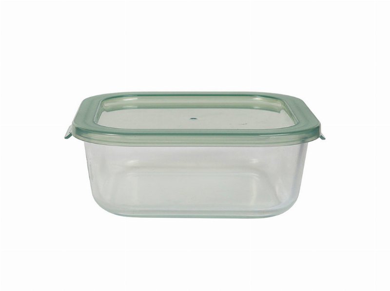 Caixa Hermética Vidro Actuel Quadrada Tampa Verde 1.1 l