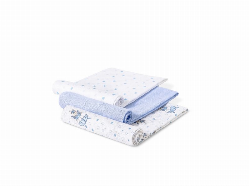 Pack 3 Fraldas Interbaby Azul 80X80Cm