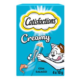 Snack Líquido Para Gato Creamy Salmão Catisfactions 4 X 10 g