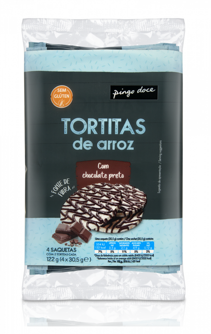 Tortitas De Arroz Com Chocolate Preto Pingo Doce 0.122Kg