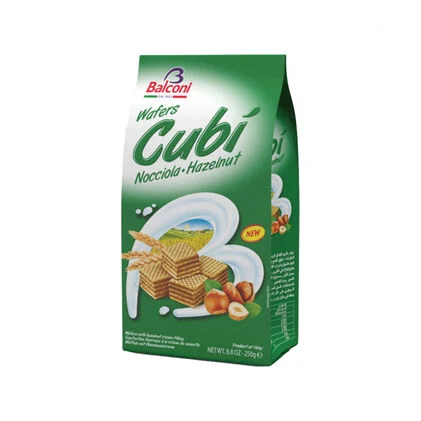 Bolachas Wafers Cubí Com Recheio De Chocolate De Avelã Balconi 0.25Kg