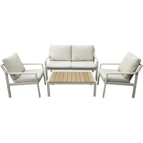 Conjunto De Estar Com Almofadas Bege Kasa