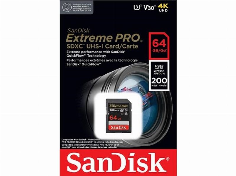 Cartão Memória Sandisk Extreme Pro64Gb-200Mb/S V30
