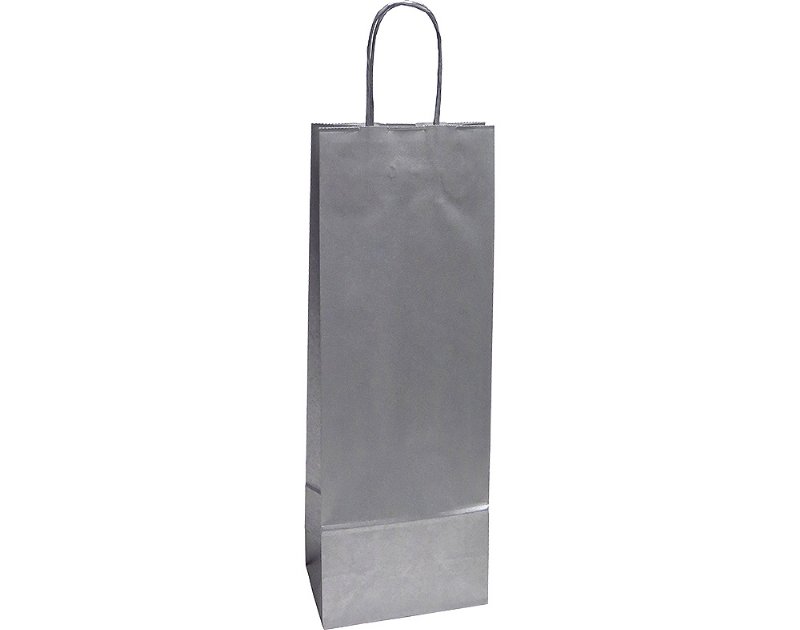 Saco Papel Asa Torcida Americana Prata Para Garrafa 14X8.5X39.5Cm