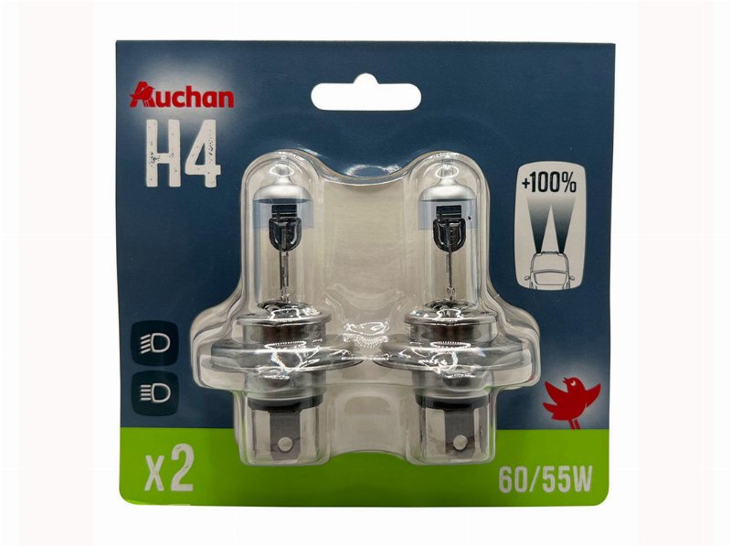 Conjunto De 2 Lâmpadas Auto Auchan H4 55W