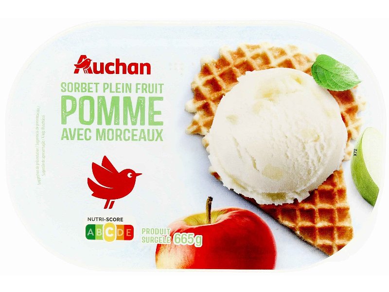 Sorbet Auchan Maçã Com Pedaços 1 l