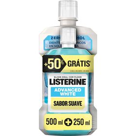 Elixir Advanced White Suave Listerine 500 ml + 250 ml Grátis