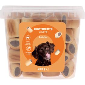 Snack Para Cão Adulto Rolinhos Recheados Carne Vaca Continente Pet 400 g