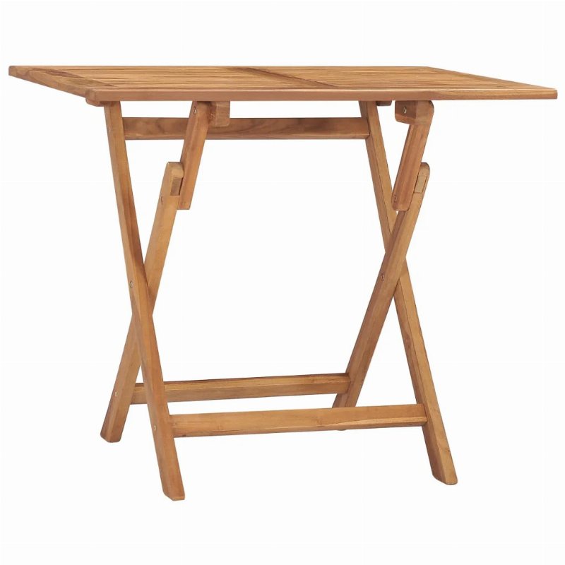 Hkh Mesa De Jantar Para Jardim Dobrável 90X60X75 Cm Teca Maciça - Marrom