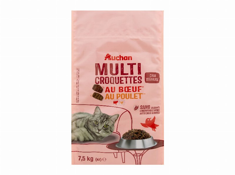 Ração Para Gato Auchan Esterilizado Com Vaca E Com Frango 7.5 kg
