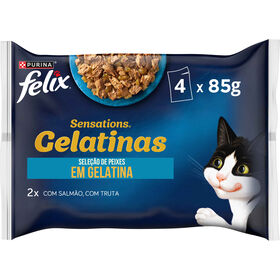 Comida Húmida Para Gato Sensations Seleção Peixes Numa Gelatina Sabores Purina Felix 4 X 85 g