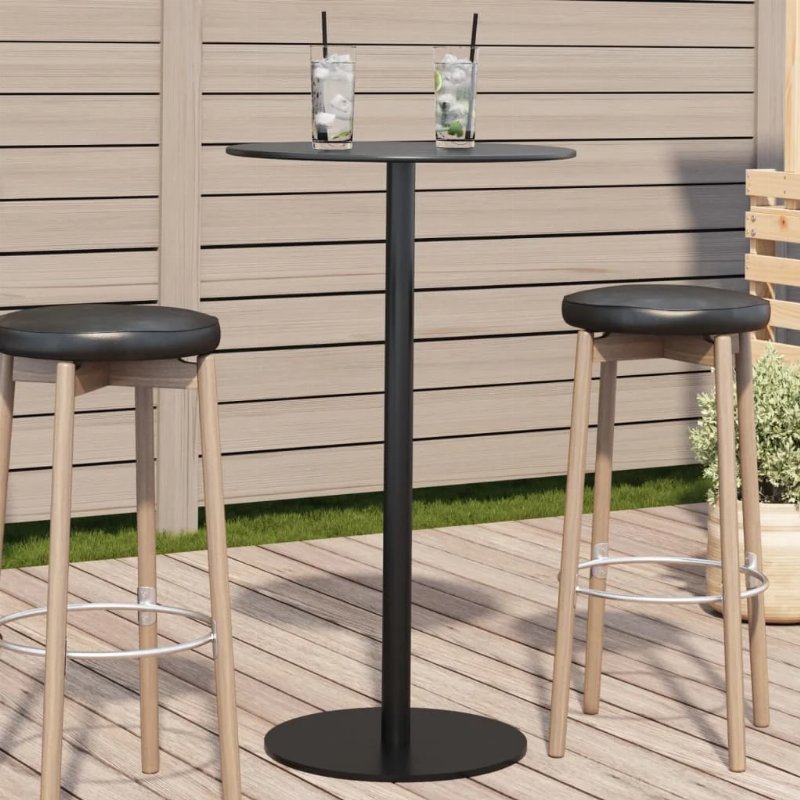 Hkh Mesa De Jardim Redonda Ø60X105 Cm Aço - Preto