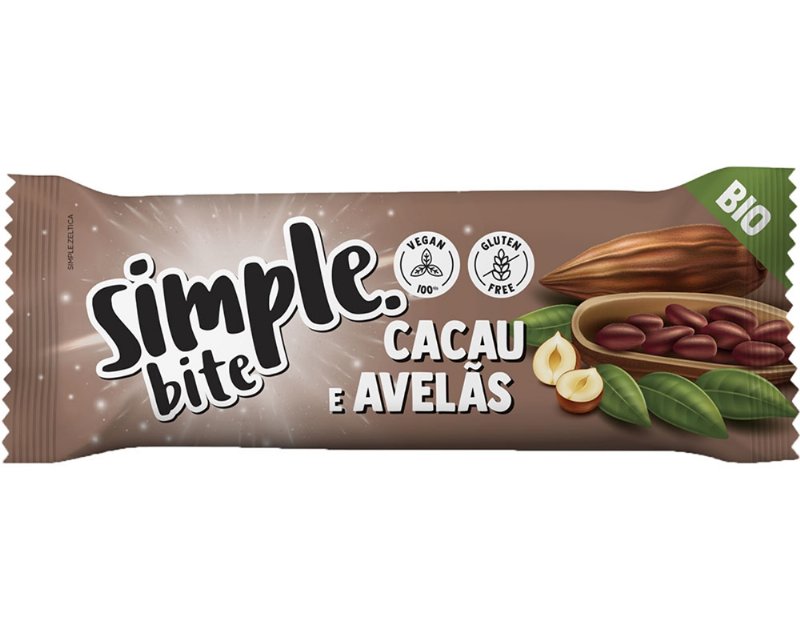 Barra Simple Cacau E Avelãs Bio Bite 35 g