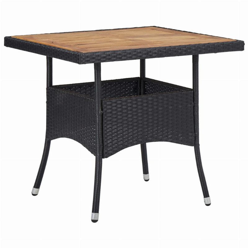 Hkh Mesa De Jantar P/ Exterior Vime Pe/Madeira Acácia Maciça - Preto