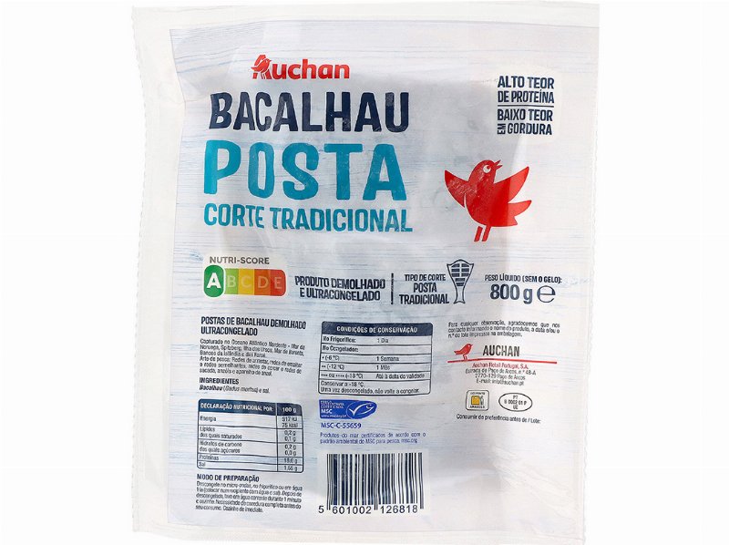 Bacalhau Demolhado Auchan Posta Tradicional Msc 800 g