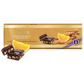Tablete De Chocolate Negro Gold Laranja E Amêndoas Lindt 300 gr