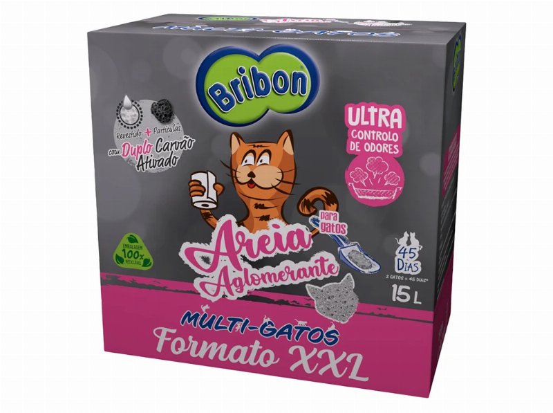 Areia Aglomerante Bribon Multi Gatos 15 l