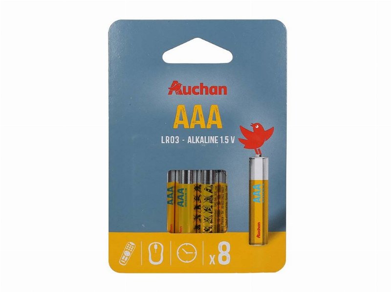 Pack 8 Pilhas Alcalina Auchan Standard Aaa Lr03