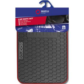 Conjunto 4 Tapetes Borracha Preto/Vermelho Sparco 4 Un