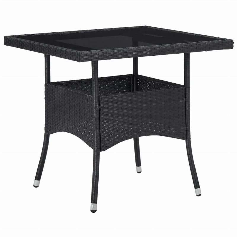 Hkh Mesa De Jantar Para Exterior Vime Pe E Vidro - Preto
