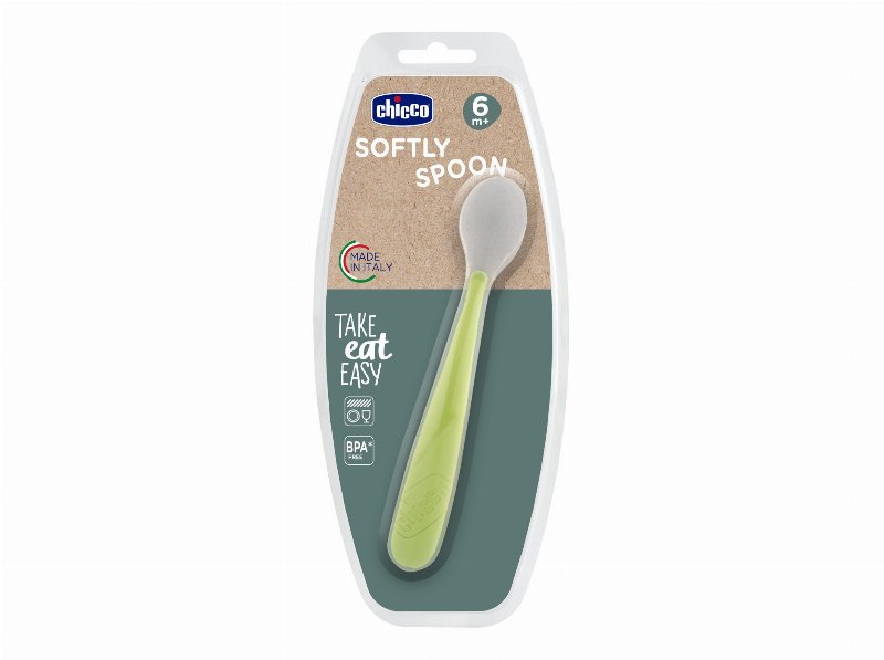 Colher Chicco Silicone 6M+ Verde 1Un