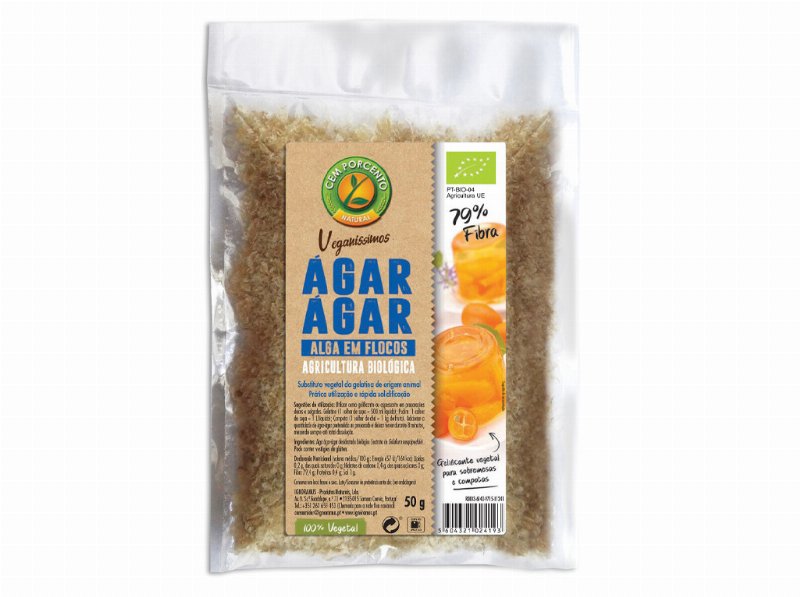 Geleificante Cem Porcento Agar Agar Bio Em Flocos 50 g