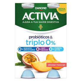 Iogurte Líquido Bifidus Triplo 0% Pêssego E Maracujá Sem Lactose Activia Danone 620 gr (4 Un)