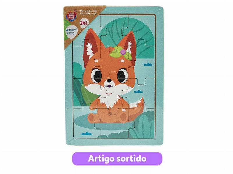 Puzzle Animais One Two Fun 12 Peças Modelos Sortidos