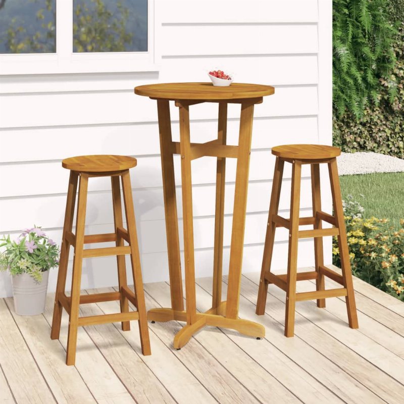 Hkh Mesa De Bar Para Jardim Ø60X105 Cm Madeira De Acácia Maciça - Marrom