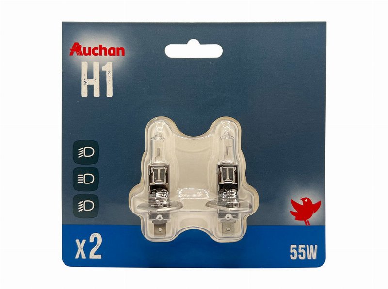 Lâmpada Auto Auchan H1 12V 55W Pack 2 Unidades