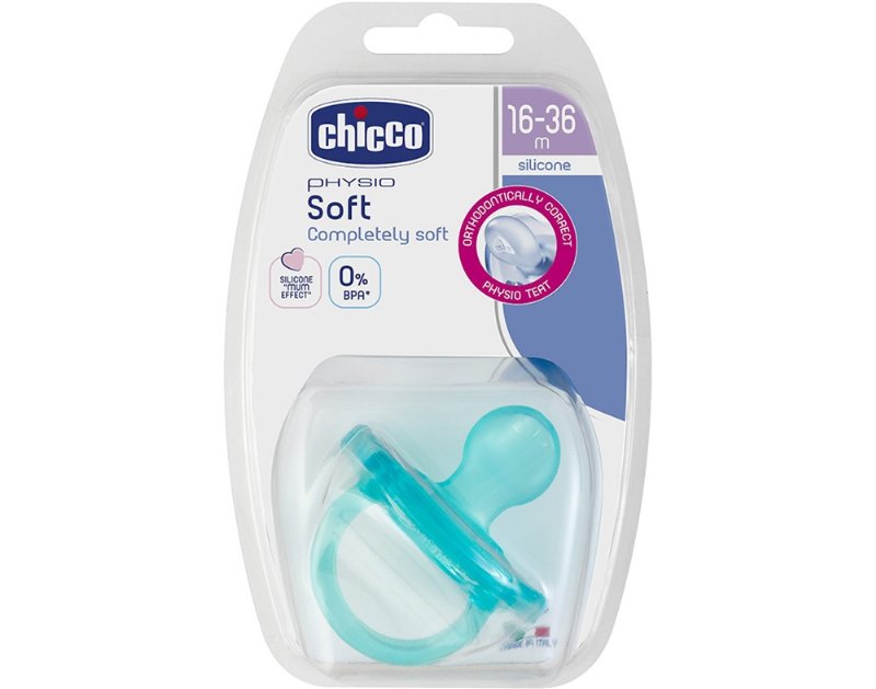 Chupeta Soft Chicco Silicone Azul 16-36Meses 1Un