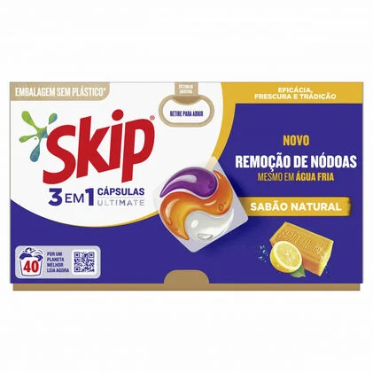 Detergente Máquina Roupa Cápsulas Sabão Natural Skip 40Dos