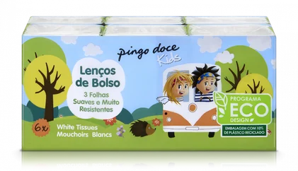 Lenços De Bolso Kids Pack 6 Pingo Doce 6x6Un