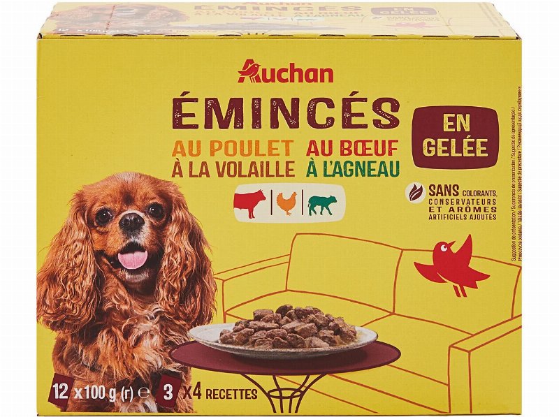 Comida Húmida Para Cão Auchan Saquetas Pedaços Em Geleia Carnes 12X100 g