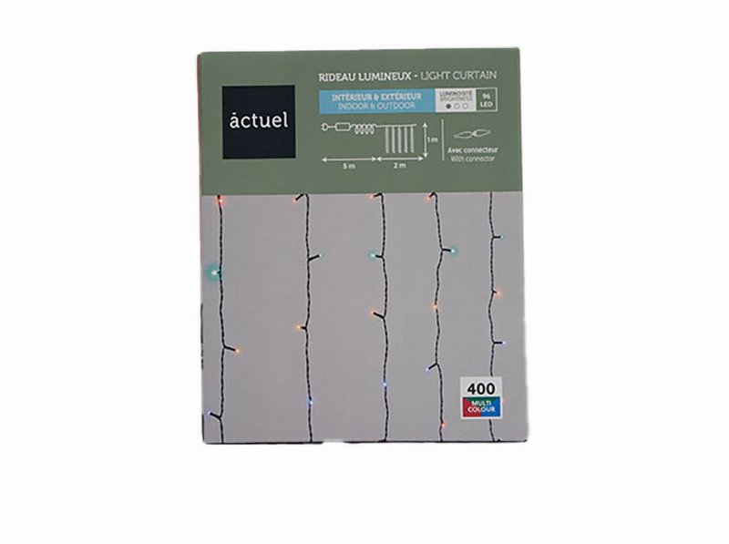 Cortina Luzes Multicor Actuel Exterior 96 Led 8 Funções